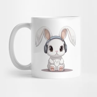 Baby Bunny Rabbit wearing headphones, Cute, Kawaii Mug